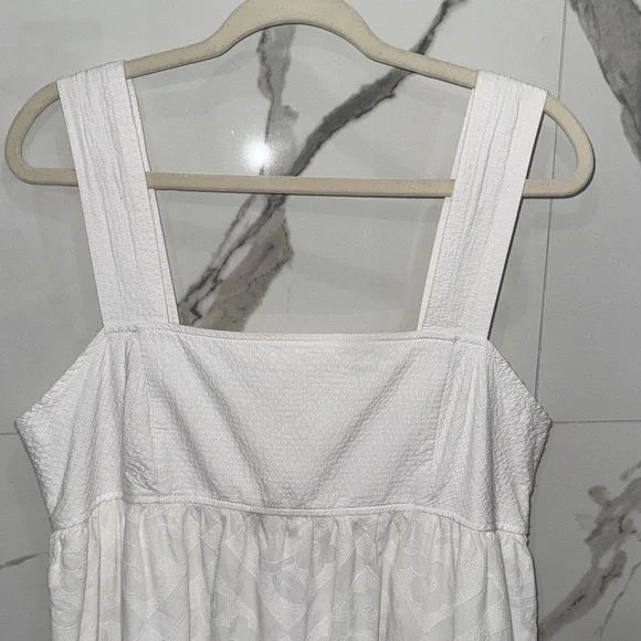 NWT Madewell White Floral Embroidered Textured Cutout Back Midi Dress - Picture 8 of 12